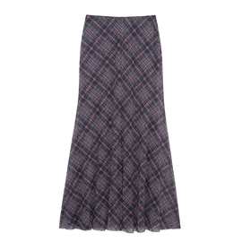 2025春夏季新品欧美跨境女装街头时尚格子绢网半身裙女欧美鱼尾裙