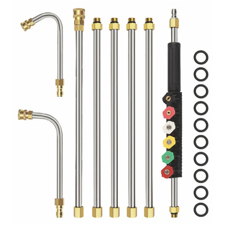 High pressure cleaning water gun extension rod 6 nozzles 90 degree U-shaped bending rod 1/4 "quick connection 4000psi
