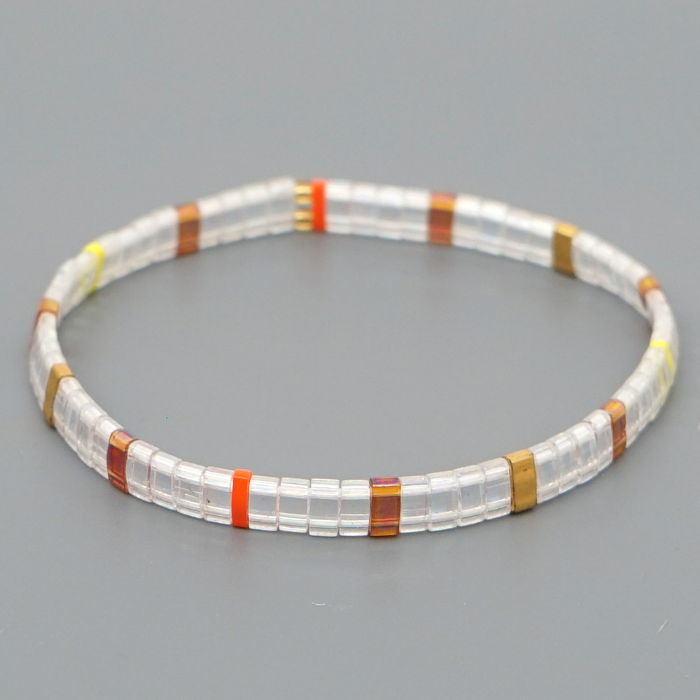 Fashion Bohemian Transparent White Glass Beads Hand-beaded Stacked Set Bracelet display picture 1