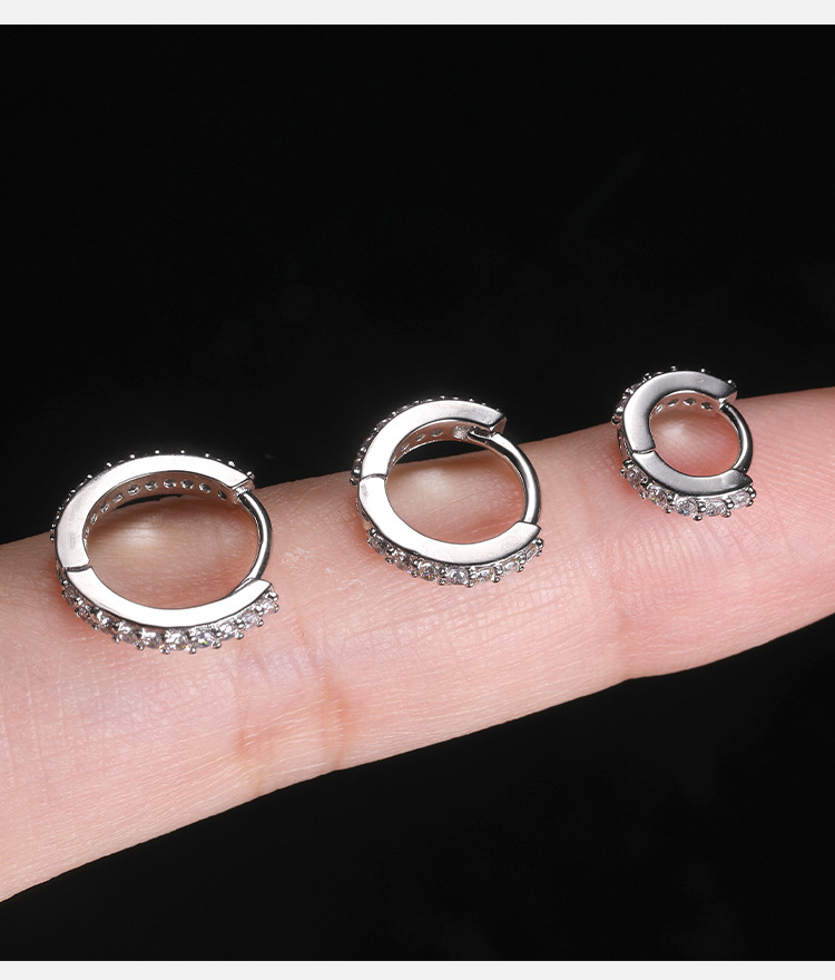 Full Bright Hand Throwing Round Line CZ Earrings Copper Diamond Zircon Earrings for Women detail image 10