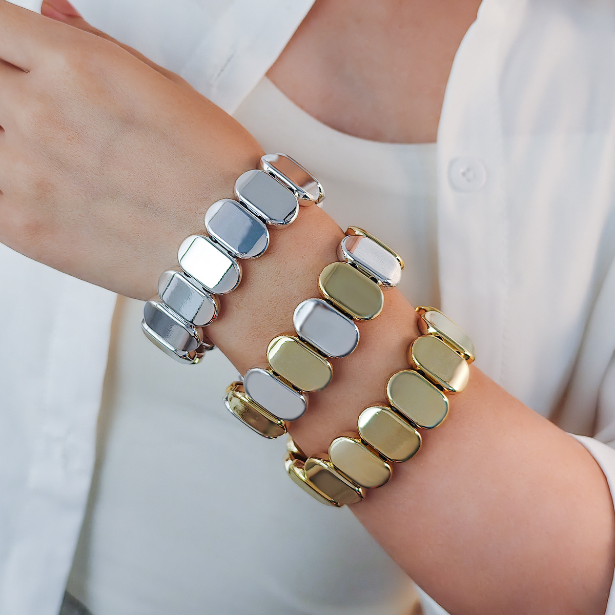 Bangle Classification CCB Chain Material Simple Style Geometric CCB Bangles Wholesale