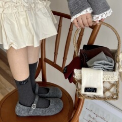 秋冬加厚碎花布標兔絨襪保暖小眾設計堆堆襪百搭韓系ins風中筒襪