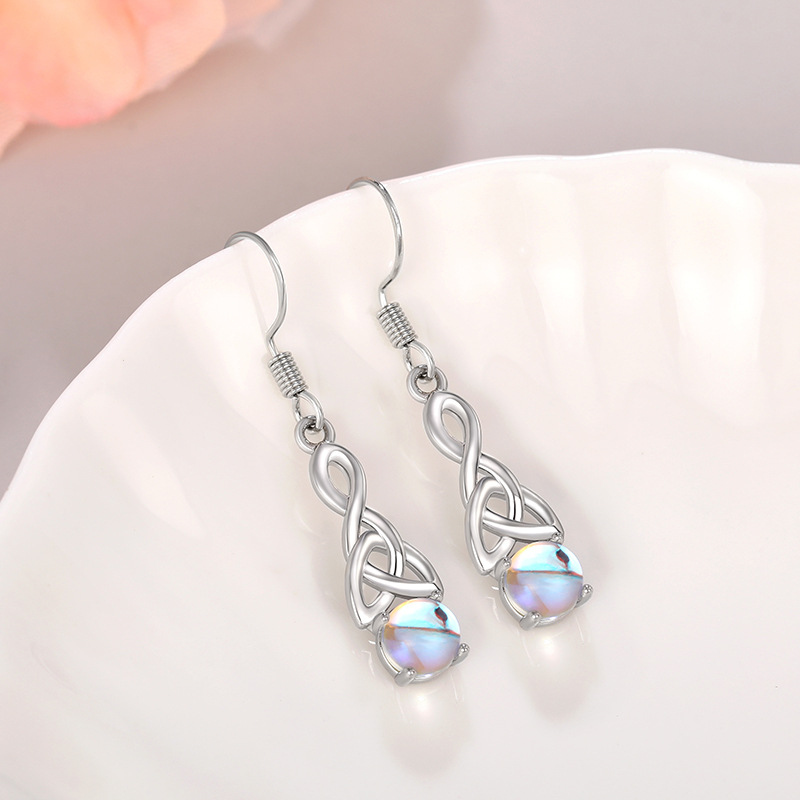 Moonlight Stone Necklace Set With Triangle Twisted Earrings_voghion.com