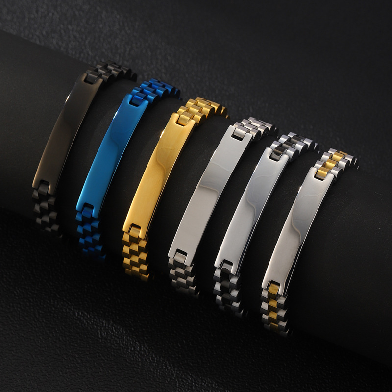 Nueva pulsera de acero de titanio de lujo ligero transfronterizo tres cuentas curvas se puede grabar pareja de alta sensación joyas pulsera image 3