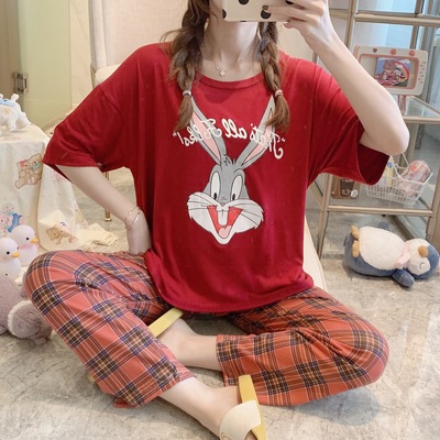 Pijamas de dibujos animados para mujer primavera y verano celebridades de Internet estilo caliente pantalones de manga corta 2025 nuevo traje casual de dos piezas de servicio a domicilio image 42