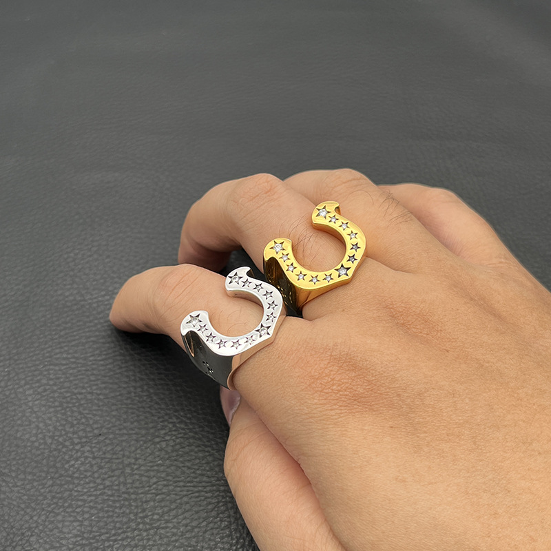 중세 안심 스타일 HS 기무라 카쿠야 같은 스타일 검지 반지 말굽 복고풍 유니섹스 클래식 스타일