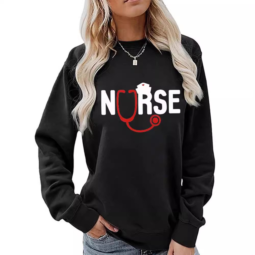 New Women Fashion Nurse Stethoscope Print Sweater For Women