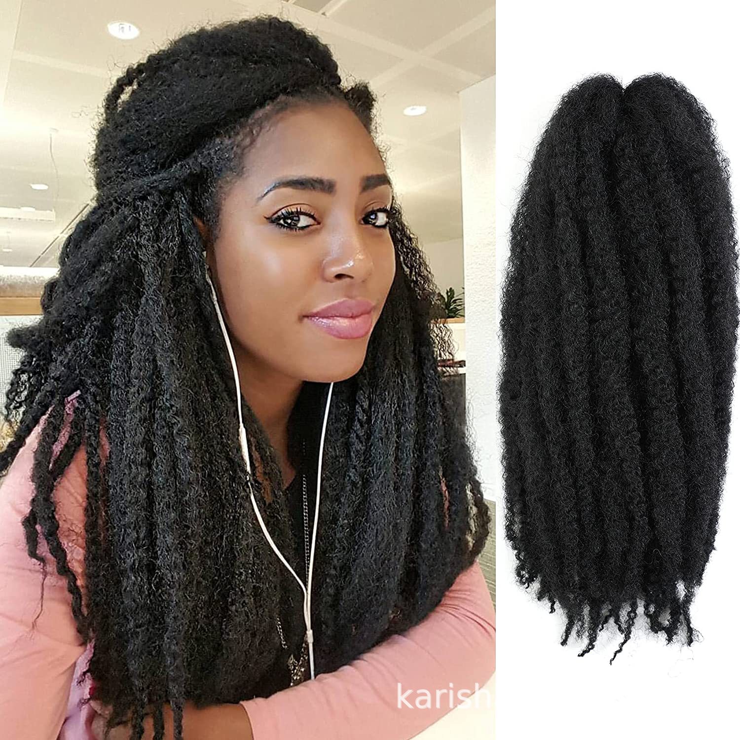 Marley braid Crochet hair curly de 18 pulgadas de fibra química oruga ganchillo cabello sucio trenza peluca