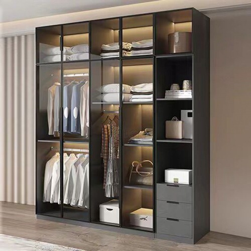 3L light luxury glass wardrobe home bedroom cloakroom storage cabinet simple small apartment package installation ready-made clothes