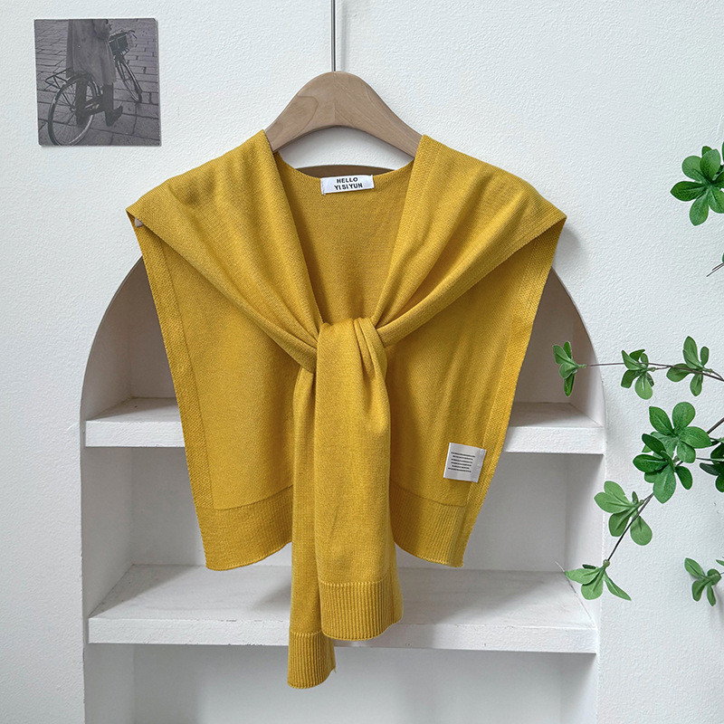 Chal de lana de punto de color sólido de color Maillard, bufanda exterior, flacidez femenina, chaleco de habitación con aire acondicionado