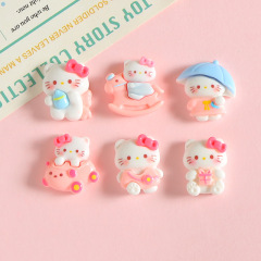 漫画ピンクのリボン KT 猫樹脂小物アクセサリー diy クリーム接着剤カップ冷蔵庫マグネット靴バックルアクセサリー