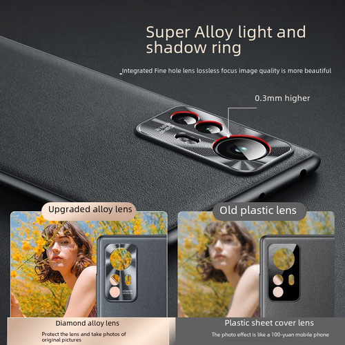 Applicable to Xiaomi 14 phone case genuine leather metal full coverage lens Redmi Note 13P anti-slip leather for K70 to protect