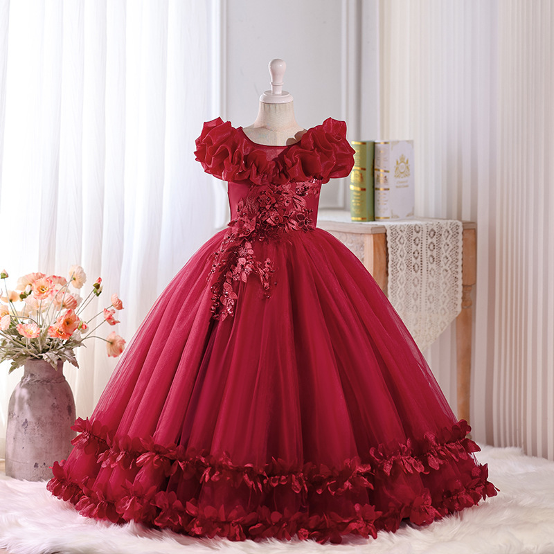 Niñas lujosas vestidos de fiesta sin mangas vestidos de novia para niños grandes vestidos de princesa para niñas nuevas faldas europeas y americanas al por mayor transfronterizas