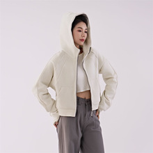 lulu同款Scuba混纺绒宽松连帽衫女式拉链加厚卫衣瑜伽外套无logo