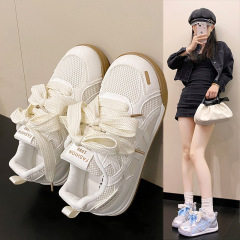 厚底德训鞋子女2025新款爆款秋季薄款网面透气阿甘休闲运动老爹鞋