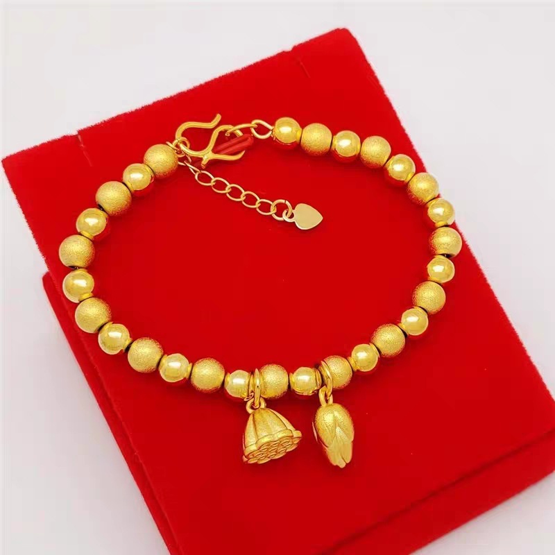 越南沙金莲蓬莲花转运珠珠手链 莲花转运女士手链批发小金珠手串|ms