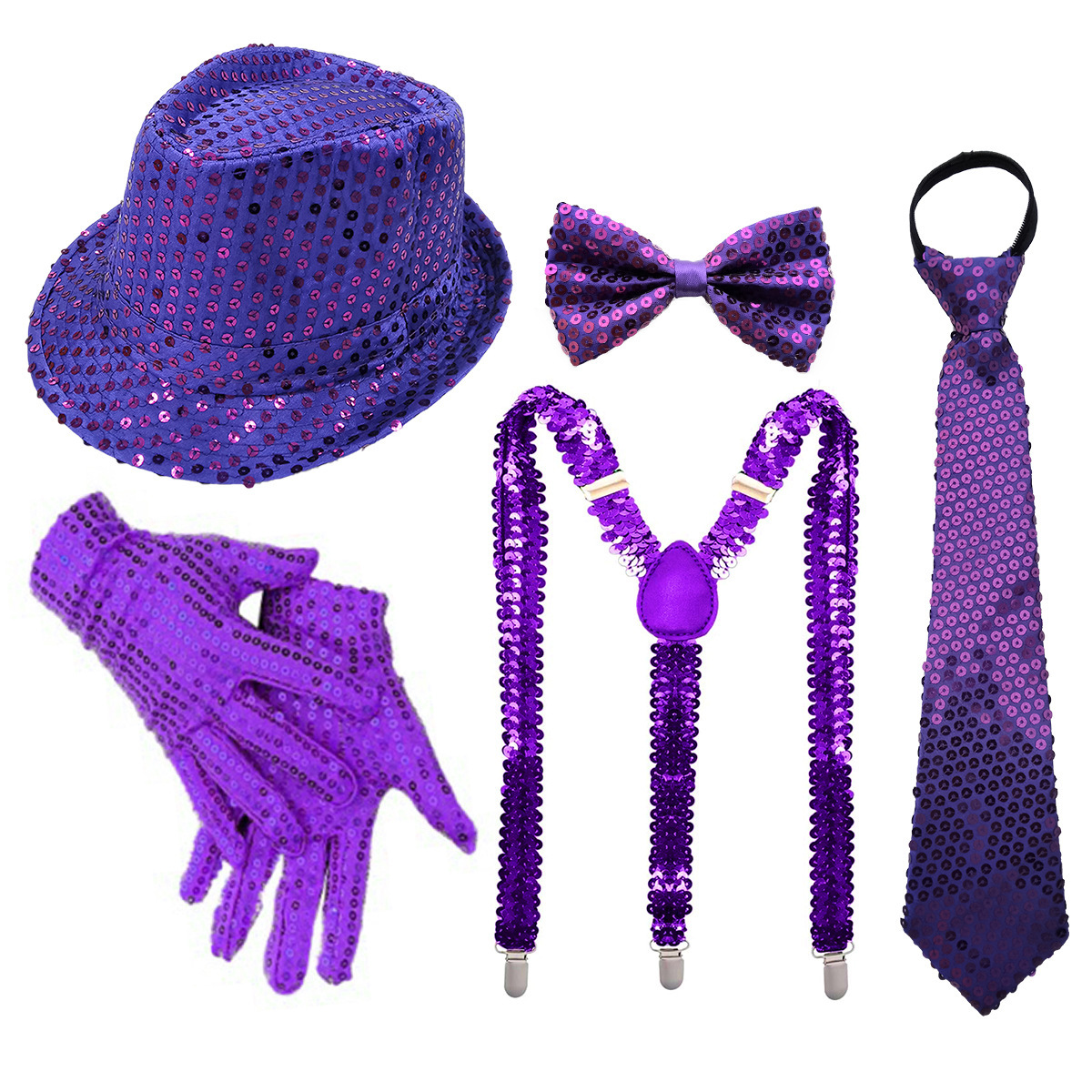 70s DISCO espectáculo accesorios esquinilla sombrero corbata guantes cinturón hombre conjunto Xiaoyin TEMU en stock