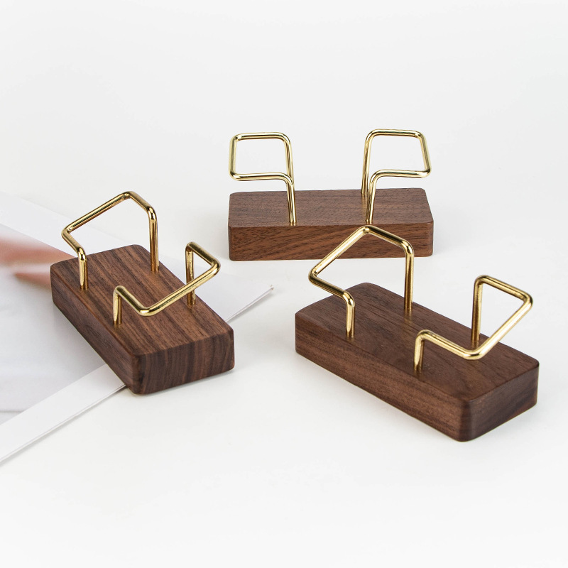 Mesa creativa de madera sólida de nuez negra recepción de tarjetas de negocios estante de exhibición de oficinas de hotel estante de almacenamiento estante de tarjetas de visita