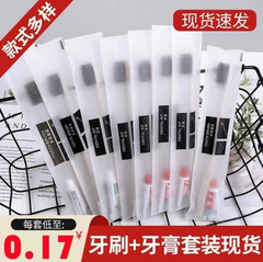 使い捨て歯ブラシと歯磨き粉セット 家庭用 客用 竹炭 柔らかい毛先 ホテル 洗面用具 2in1