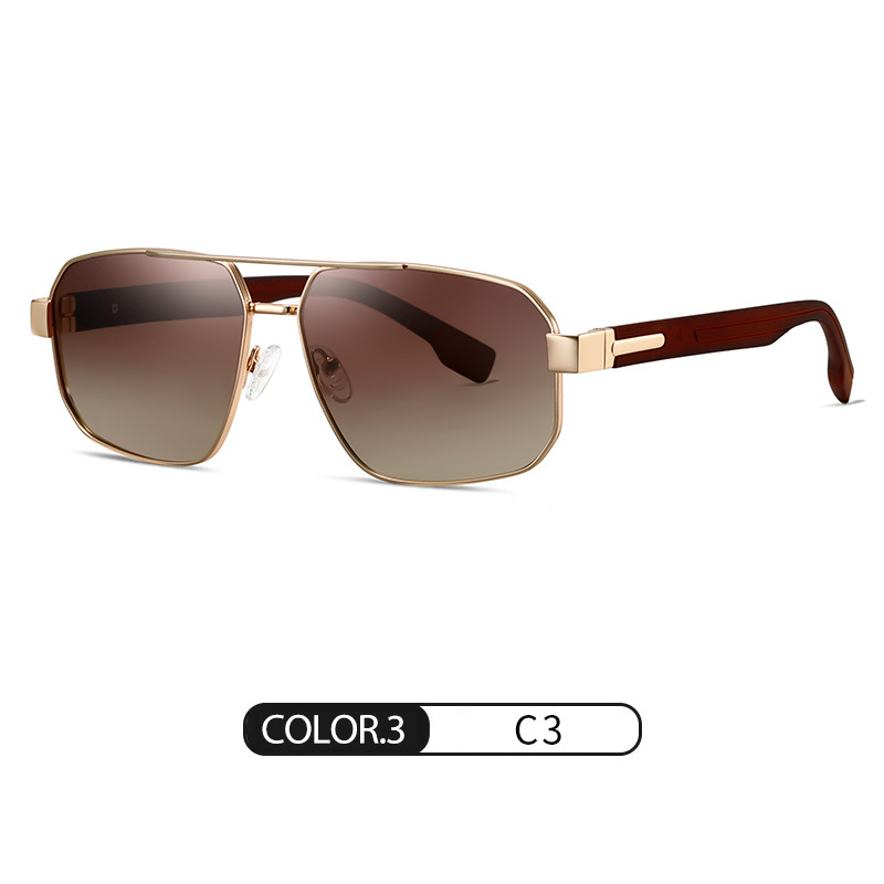 Nuevas gafas de sol polarizadas S15107 Gafas de sol de hombre con marco de doble viga de metal de moda Gafas de sol de protección solar para exteriores