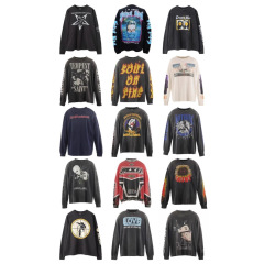 アメリカンスタイル SAINT OF MICHAEL ダメージ加工 長袖 トレンド Tシャツ メンズ カップル 薄手 スウェット 秋冬 レディース トップス