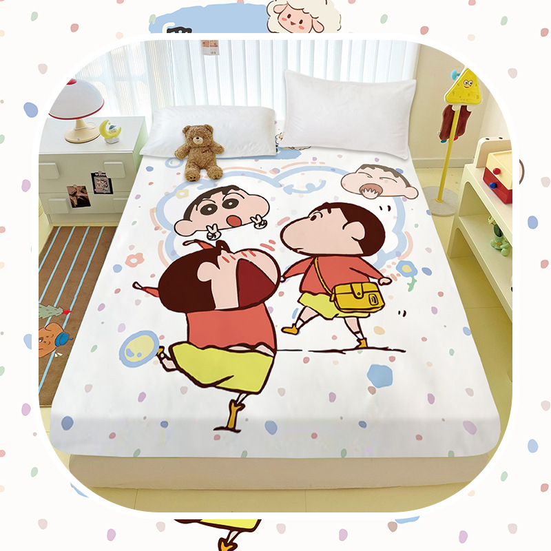 Cotton Cartoon Crayon Shin-Chan Fitted Sheet Cute White Girl Dormitory Student Dormitory Mattress Protector