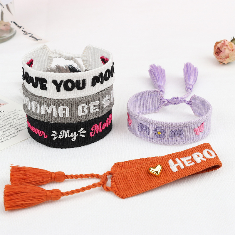 Cross-Border Temu European and American Mother's Day Gift Woven Bracelet Mom Golden Heart Hand-Woven Tassel