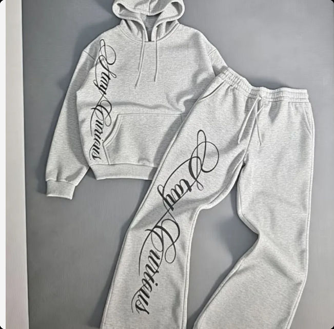 Modern Letter-Print Hoodie And Wide-Leg Jogger Set, Oversized Loungewear For Casual Street Style_viptrois.com