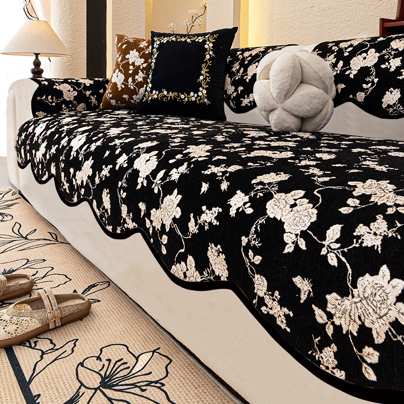 Cojín de sofá de estilo medio Cheniel Four Seasons Universal 2025 nuevo cojín de sensación premium de forma especial antideslizante paño de tela en línea recta