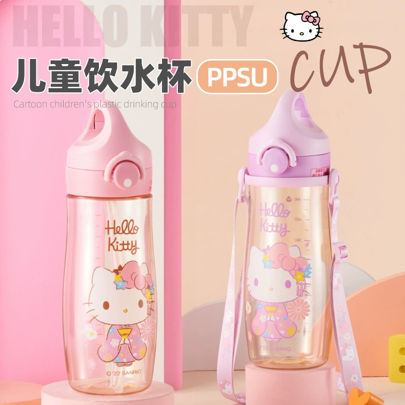 Hello Kitty, детский летний стакан с ручкой для начальной школы, лямки для детского сада, чайник с защитой от падений