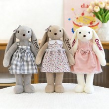 Etsy个性化刺绣兔子复活节新品碎花裙兔宝玩偶安抚玩具礼物长耳兔
