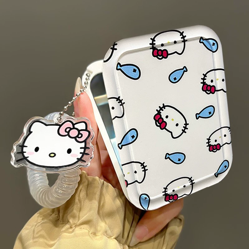 Складное карманное зеркало (Hello Kitty) — милое, для учениц, качественное, с расчёской/щёткой