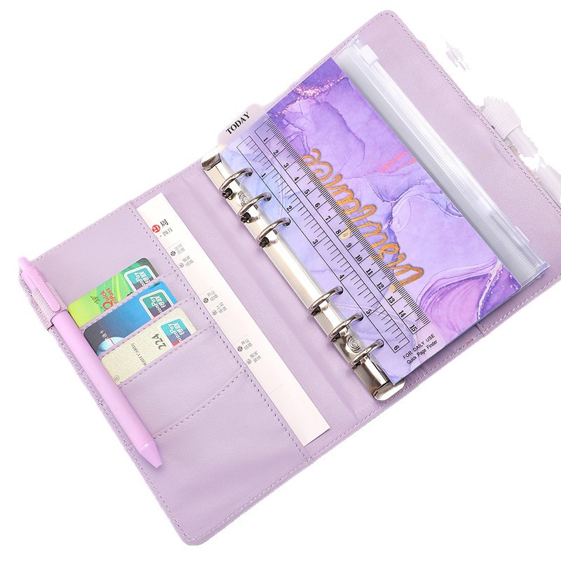 En stock transfronterizo A6 Carpeta de hojas sueltas Diario Libro marmoleado PU cuero efectivo presupuesto Personalización de cuaderno de hojas sueltas