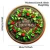 Wooden Christmas listed green leaf berries