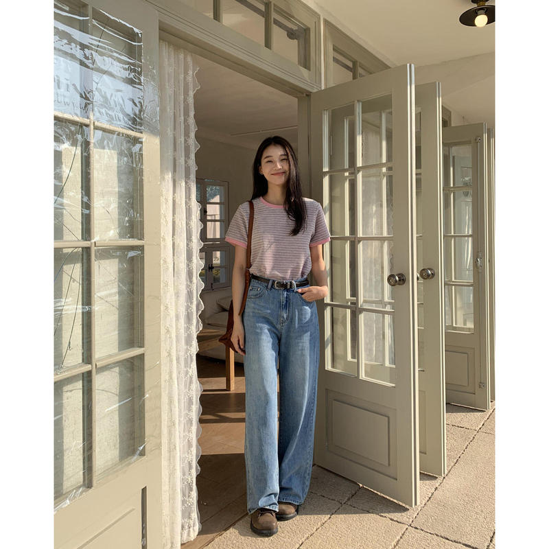 Retro Washed High-Waisted Straight-Leg Jeans for Women, New Summer Style, Loose Casual Floor-Length Wide-Leg Pants Retro Washed High-Waisted Straight-Leg Jeans for Women, New Summer Style, Loose Casual Floor-Length Wide-Leg Pants