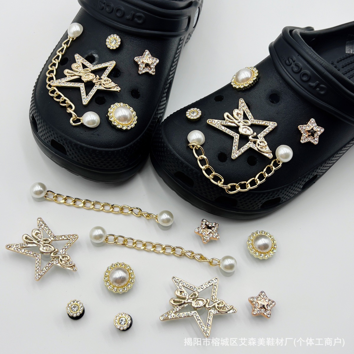 Estrellas plateadas ajuste agujero agujero perdido zapatos decorativos accesorios DIY extraíbles accesorios de flores hebillas de zapatos accesorios tridimensionales