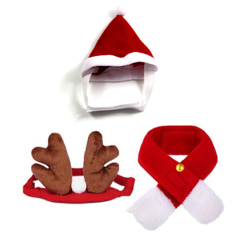 Accesorios de traje de Navidad para mascotas perro Bell pajarita con collar de gato sombrero de Navidad bufanda de doble cara material de terciopelo al por mayor