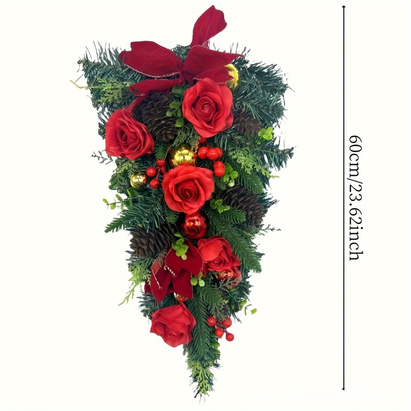 Meihui 2025 クリスマス新製品クリスマス植毛ガーランドドア吊りドアカーテンクリスマス装飾クリスマスガーランド籐|undefined