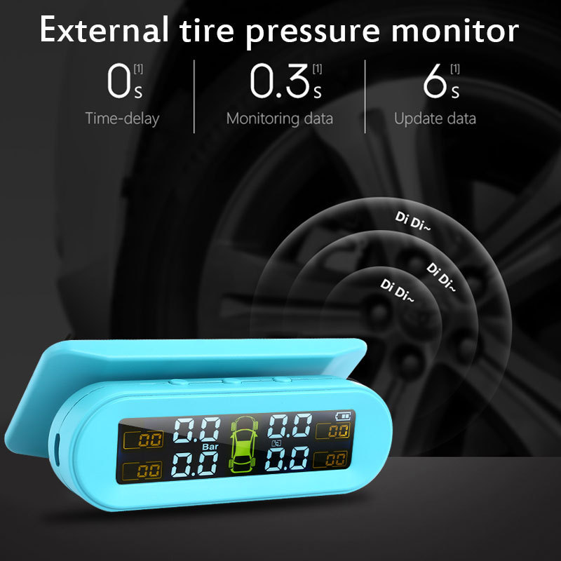 T10 Tire Pressure Monitor Built-In External Car Universal Tire Detection Monitor Wireless Solar Tire Pressure Gauge