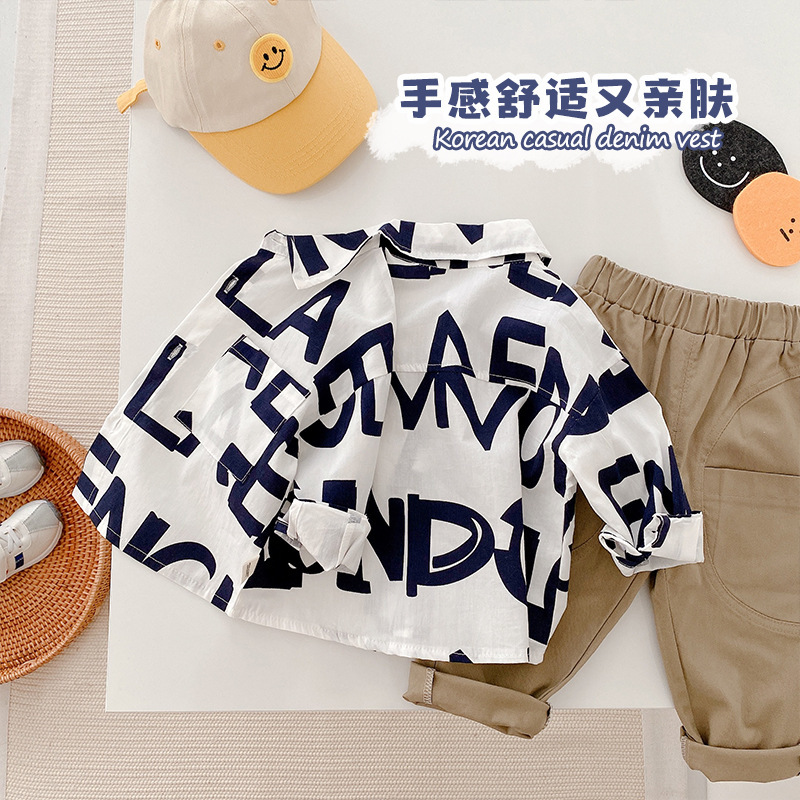 Camisas para niños de primavera y otoño, ropa de otoño para niños de manga larga, camisas guapas, 2025, ropa fresca de moda para niños y bebés de estilo occidental