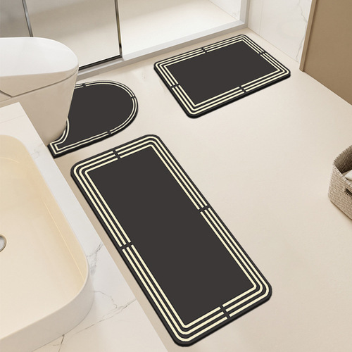 Bathroom soft diatom mud style floor mat U-shaped toilet water-absorbing quick-drying foot mat washbasin foot mat three-piece set