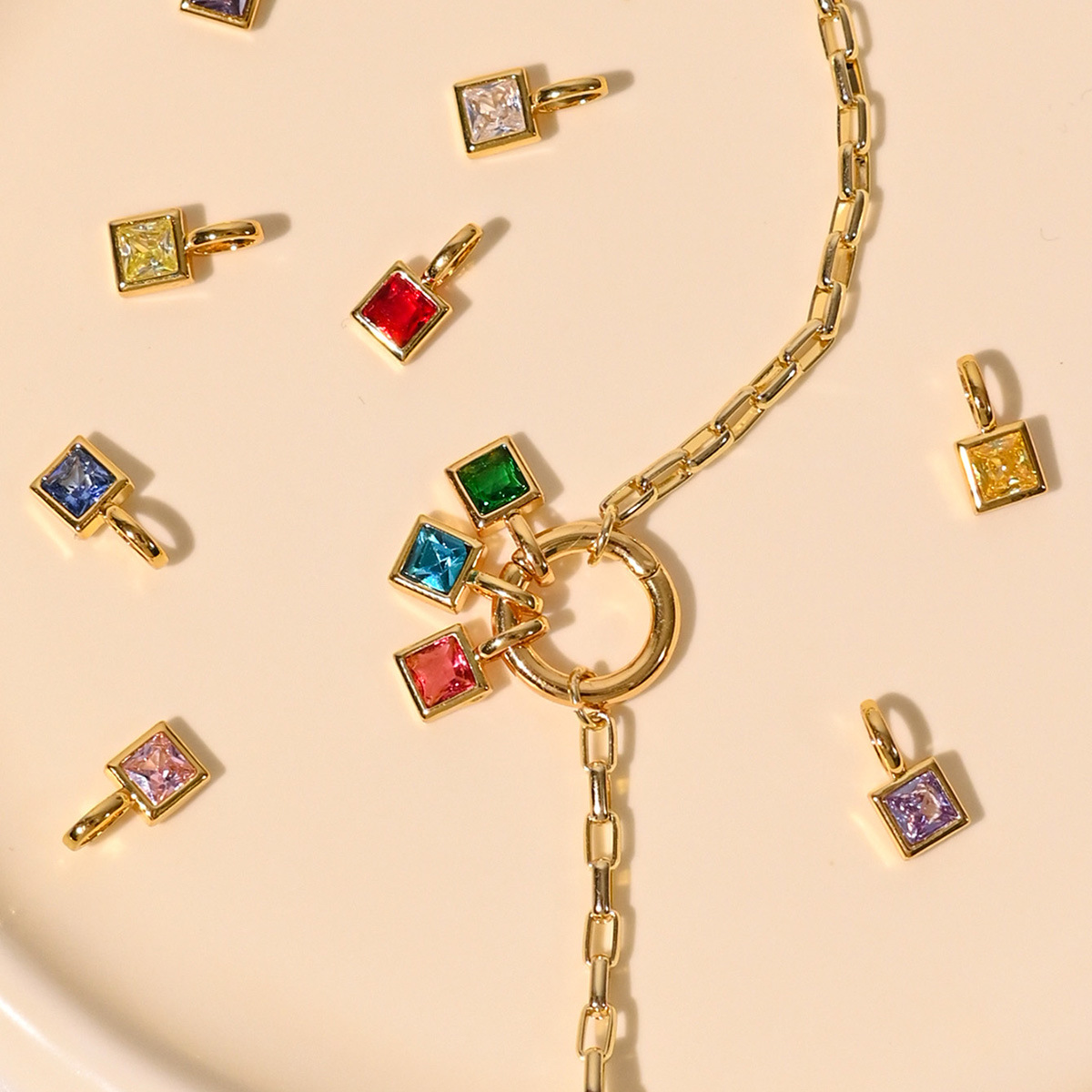 3g Weight Pendant Jewelry Making Type 1 Piece Artificial Crystal Copper Square Pendant