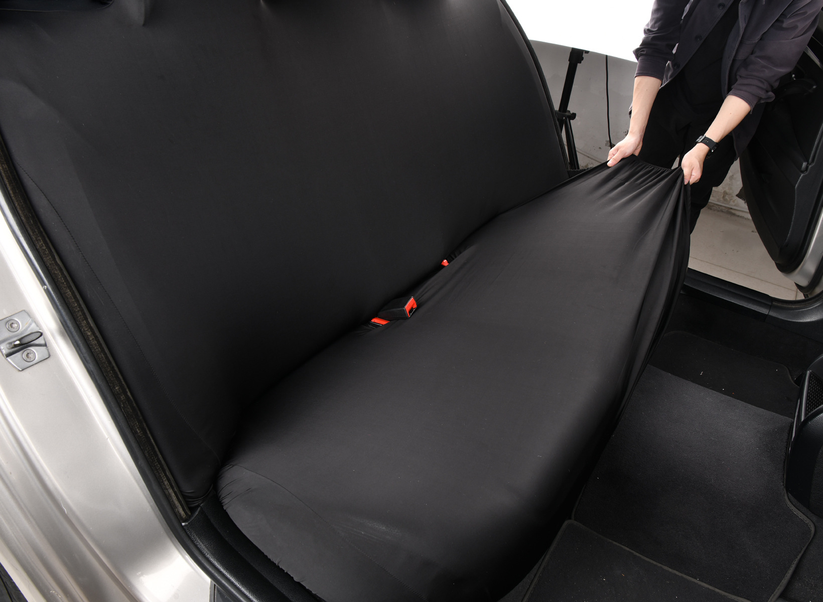 Elastic car cooling rear seat cushion cover, ice silk backrest seat cushion integrated seat protector, universal fit