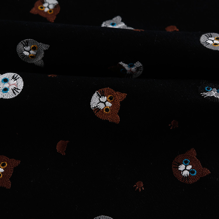 刺繍布動物猫刺繍手作りファッション家庭用品ドレス装飾生地立体刺繍