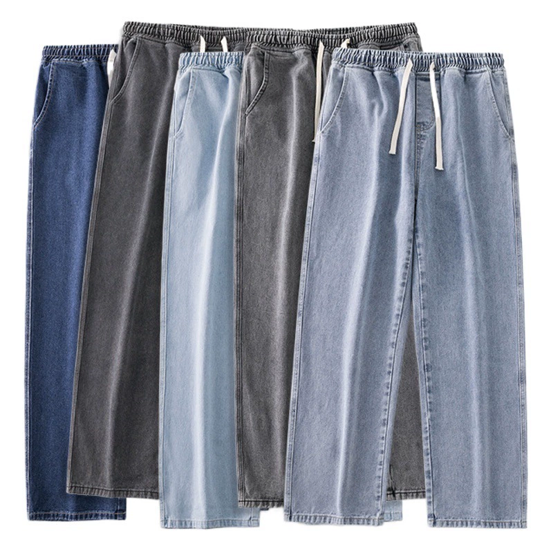 Мужская одежда Muqiu | Джинсы Xintang в американском уличном стиле, свободные прямые брюки с эластичным поясом, повседневные широкие штаны