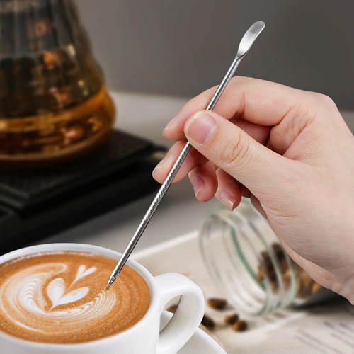 Stainless steel metal latte art needle, double-head carving pen, carving needle, decorating needle, coffee utensils and coffee supplies