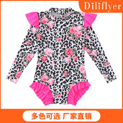 New European and American Children's Swimwear, Girl One-piece Amazon Children's Swimwear, Sun Protection for Middle and Small Children Conservative Swim