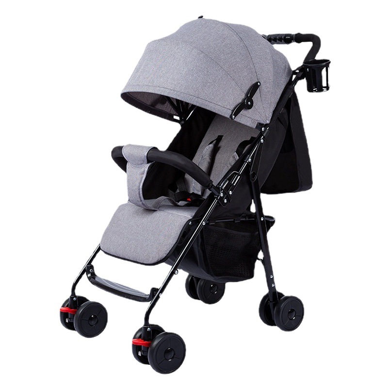 Cochecito de bebé plegable ligero sentado y acostado bebé paraguas coche amortiguador cuatro estaciones freno anti-jorobado colapso