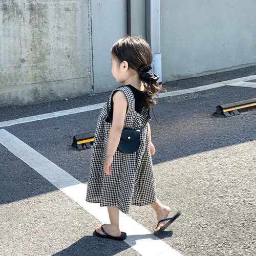 Children's Summer Pants Set in Striped Style: South Korean Design, for Girls, Two-Piece Set Including Overalls and Trousers