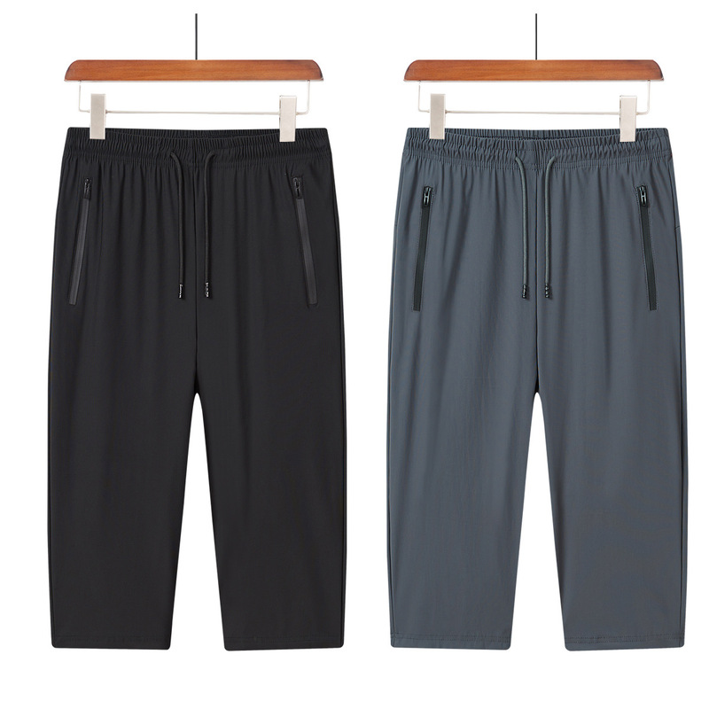 Summer Ice Silk Pants for Men, Quick-Dry Sports Pants, Thin Style, Casual Cropped Pants for Young Men, Large Size Men's Pants Wholesale, Model 3180